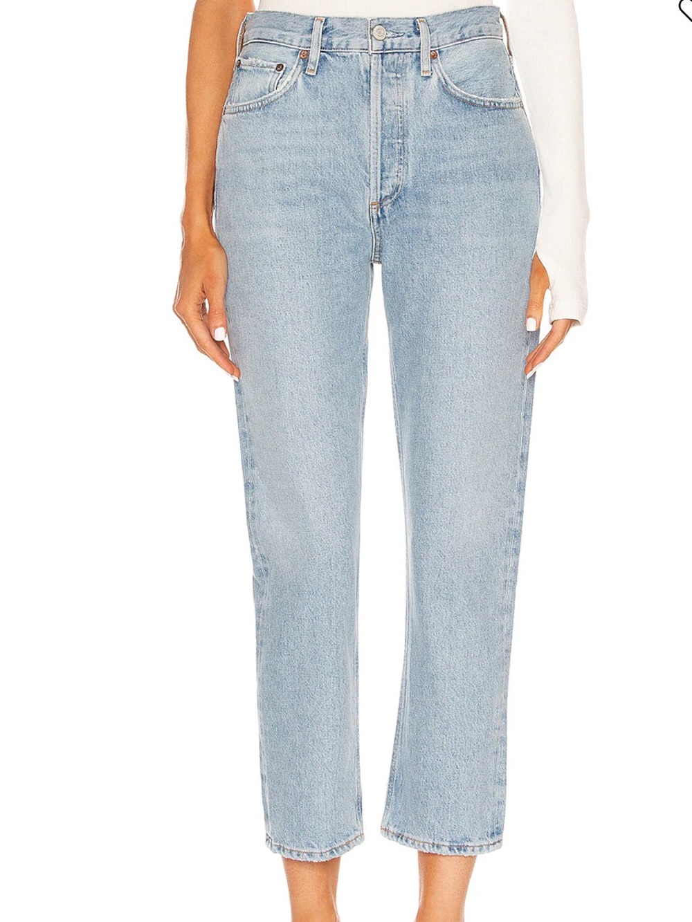 Agolde Straight Leg Jeans in Light Wash Blue